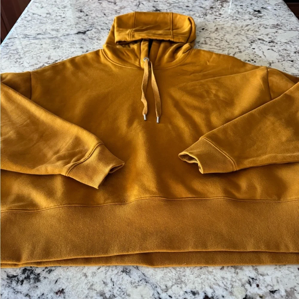 Calia  Mustard Drawstring Hooded Sweatshirt - Picture 2 of 4